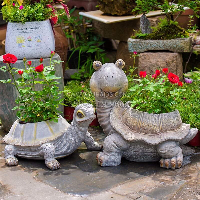 公園景區(qū)創(chuàng)意花盆，烏龜玻璃鋼花盆擺件