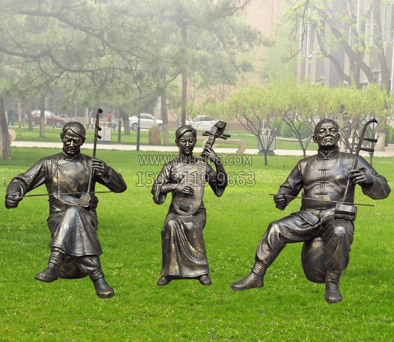 戲曲伴奏人物銅雕 戲曲伴奏人物銅雕