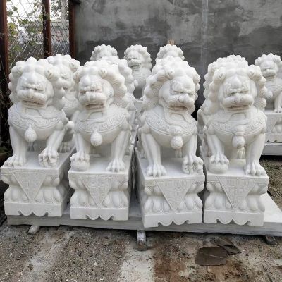 公園創意漢白玉石雕鎮宅辟邪的石獅子雕塑