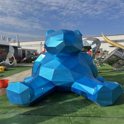 景區園林商場戶外擺放大型玻璃鋼幾何切面網紅熊雕塑