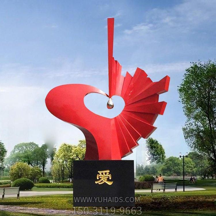 戶外廣場(chǎng)不銹鋼心形雕塑定制抽象異形愛(ài)心醫(yī)院標(biāo)志景觀擺件雕塑