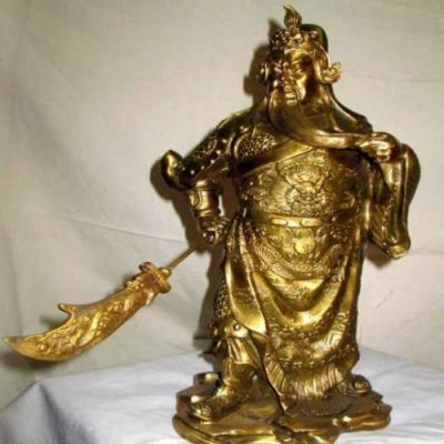 黃銅色關羽塑像，鑄銅歷史名人關于長雕塑