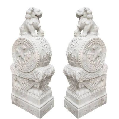 大理石石雕工廠企業大型浮雕獅子鎮宅招財獅子雕塑