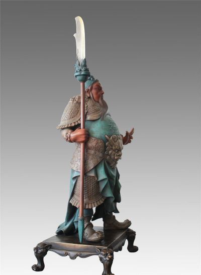 室內別墅玻璃鋼彩繪創(chuàng)意關公雕塑