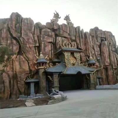 游樂(lè)園玻璃鋼卡通仿古建門(mén)頭景觀雕塑