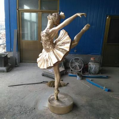 園林廣場不銹鋼噴金烤漆跳芭蕾舞的人物景觀擺件