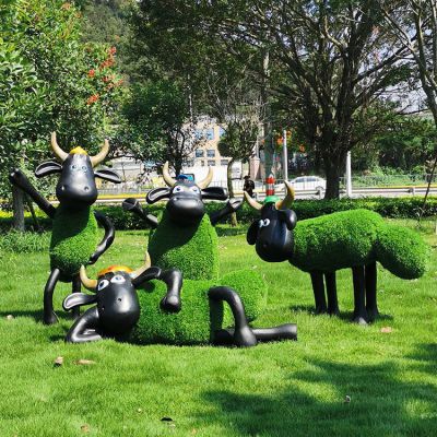 肖恩羊，綠植動物，公園草坪小動物擺件