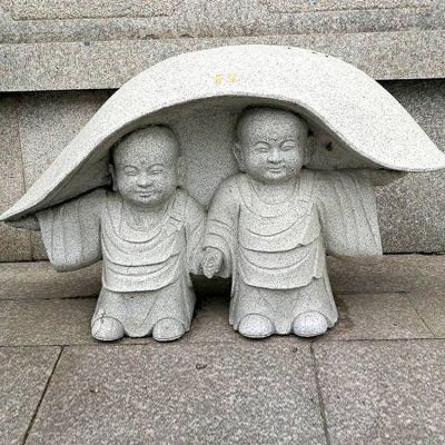 大理石，砂石石雕園林寺廟小沙彌擺件