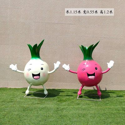 玻璃鋼蔥頭，卡通植物雕塑