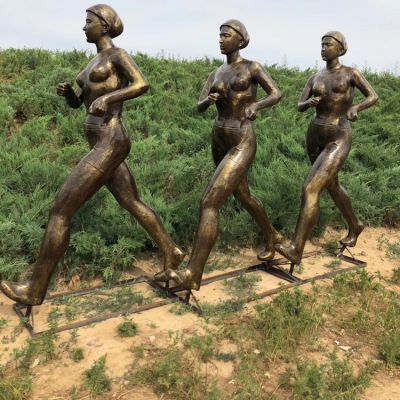 競走人物塑像，玻璃鋼仿銅運動主題人物雕塑