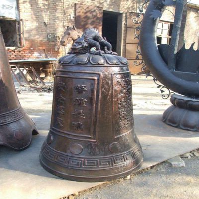 鑄銅鐘，寺廟可敲擊銅質(zhì)吊鐘