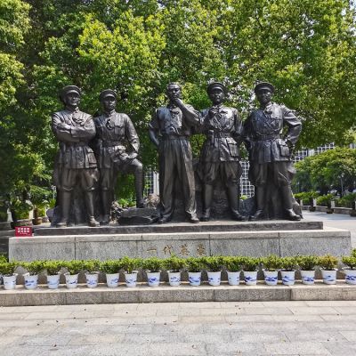 一代英豪，中國(guó)近代革命人物，周恩來(lái)、賀龍、葉挺、劉伯承、朱德偉人銅雕群