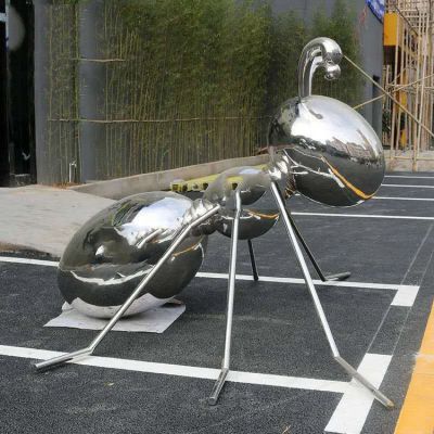 大個不銹鋼鏡面螞蟻，園林昆蟲擺件