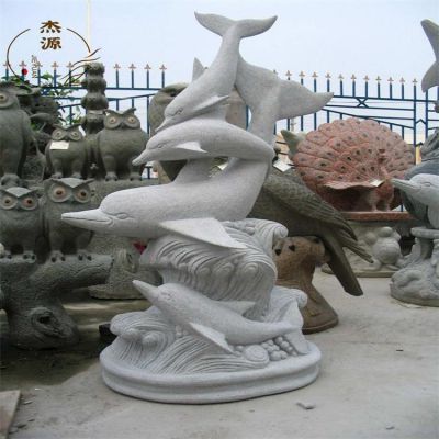 黃銹石雕刻海洋動(dòng)物海豚景區(qū)廣場景觀雕塑擺件 