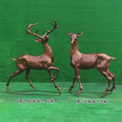 近2米高的玻璃鋼仿銅鹿，可改色，可做鑄銅效果