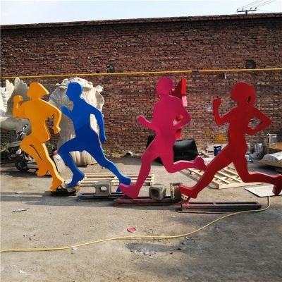 跑步，不銹鋼剪影奔跑人物雕像