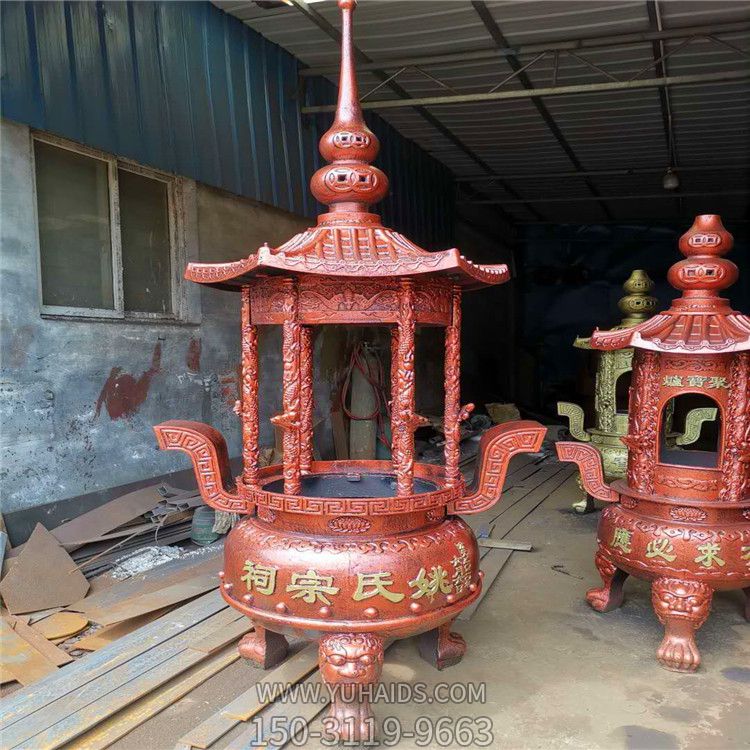 宗祠寺院戶外擺放焚經(jīng)化寶鑄銅香爐雕塑