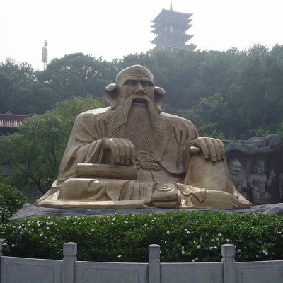 廣場景區(qū)大型銅雕老子，戶外仿銅古代人物雕塑