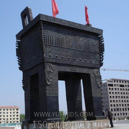 園林廣場大型不銹鋼仿銅鼎雕塑擺件