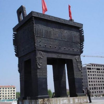 園林廣場大型不銹鋼仿銅鼎雕塑擺件