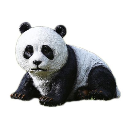 景區(qū)觀光擺放的卡通趴著的熊貓玻璃鋼雕塑