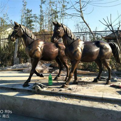 銅雕馬兒，肌肉強健的馬雕塑