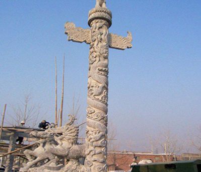 廣場(chǎng)華表浮雕龍紋景觀(guān)石雕