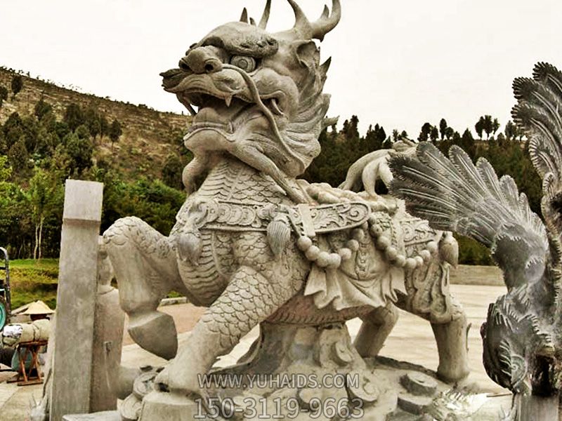 戶外廣場大型動(dòng)物景觀石雕神獸麒麟雕塑