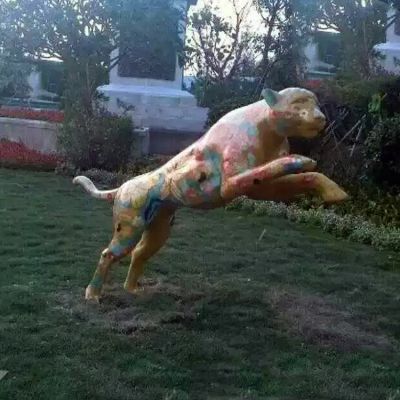 庭院彩繪鑄銅鑄造、鍛造、噴漆金錢(qián)豹雕塑