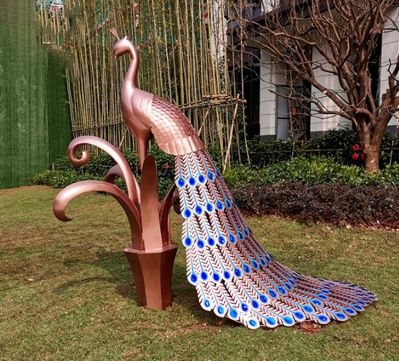 孔雀，不銹鋼烤漆動(dòng)物擺件
