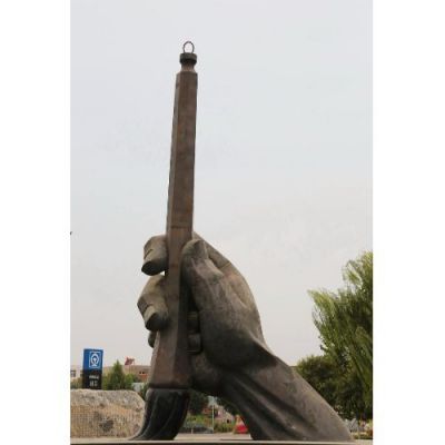 寫字，大型手握毛筆寫字動(dòng)作景觀雕塑