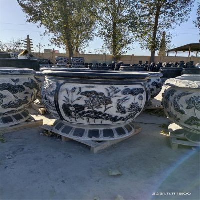 庭院天然青石浮雕福字荷花養(yǎng)魚(yú)養(yǎng)花石缸