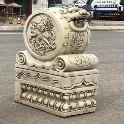 漢白玉仿古石門墩，庭院大門抱鼓石