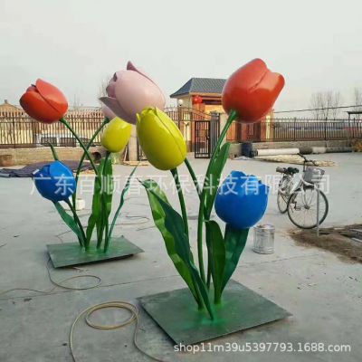 不銹鋼仿真植物戶外景觀商場美陳裝飾花朵雕塑