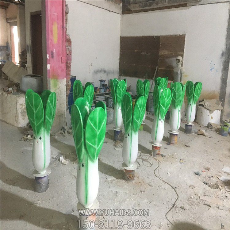 玻璃鋼卡通小油菜，仿真植物雕塑