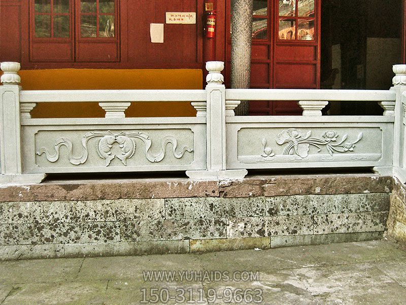 寺廟臺階花崗巖雕刻蓮花防護(hù)欄雕塑
