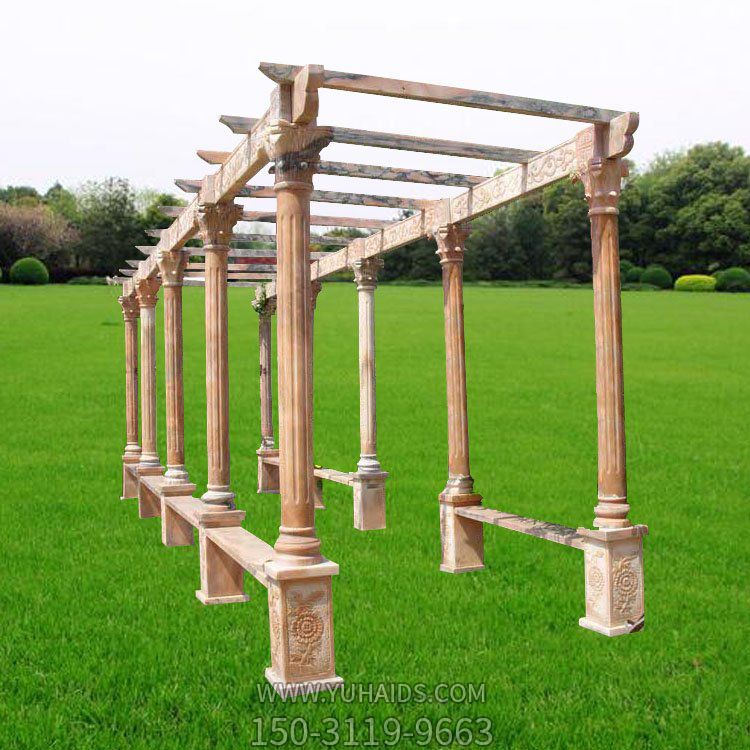 石雕晚霞紅歐式簡(jiǎn)易花架葡萄架小區(qū)公園擺件雕塑