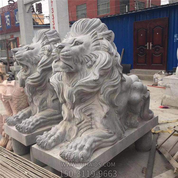 公園景區(qū)大型青石石雕一對(duì)獅子雕塑 公園景區(qū)大型青石石雕一對(duì)獅子雕塑