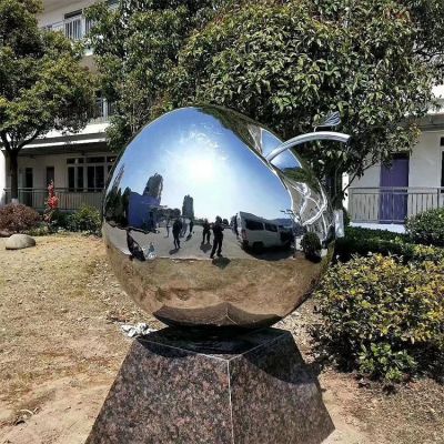 不銹鋼鏡面蘋果，高光高亮蘋果雕塑擺件