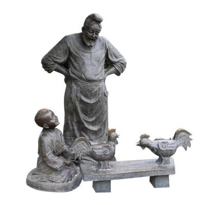 戶(hù)外街道園林玻璃鋼仿銅人物情景小品