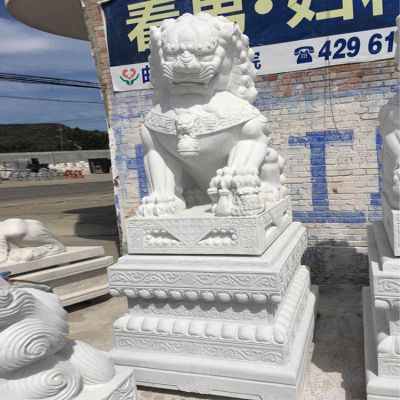 庭院門口大理石石雕戶外園林庭院一對(duì)鎮(zhèn)宅獅子雕塑