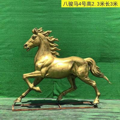 奔馬雕塑，玻璃鋼仿銅馬兒雕塑