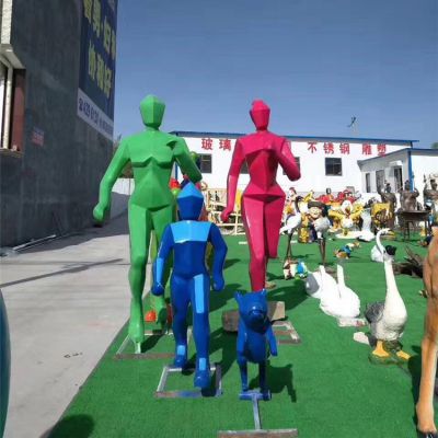 遠(yuǎn)動景觀不銹鋼幾何彩繪園林景觀跑步的人物景擺件