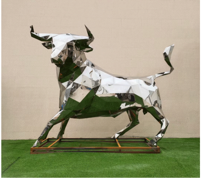 不銹鋼，塊面，鏡面，牛雕塑