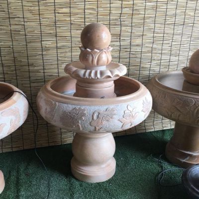 晚霞紅大理石風水球水缽，室內(nèi)家用小型招財擺件