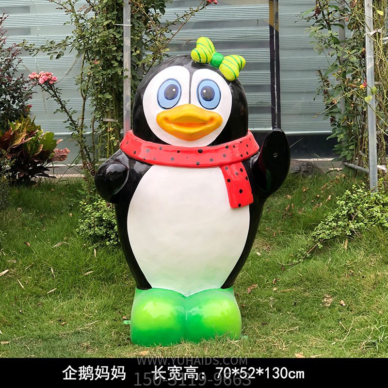 路邊玻璃鋼創(chuàng)意幼兒企鵝雕塑