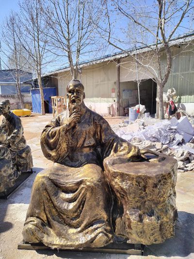 玻璃鋼仿銅老中醫中醫藥人物雕塑