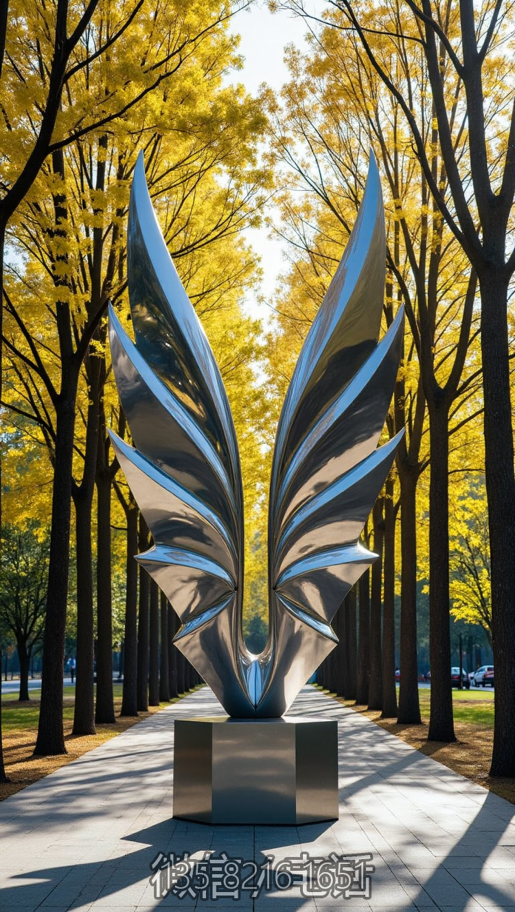 抽象不銹鋼創(chuàng)意翅膀造型景觀雕塑