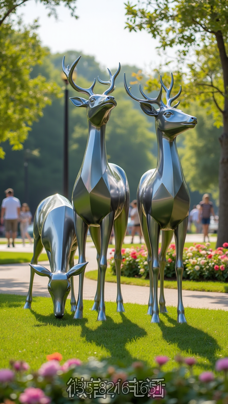不銹鋼仿真梅花鹿雕塑