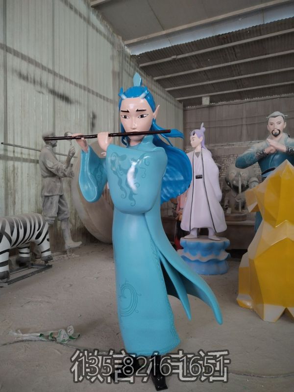 3d打印1.5米高吹笛子的敖丙雕塑